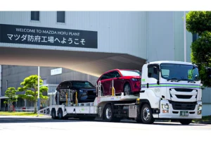 マツダと日本通運　バイオ燃料で工場間輸送を実証
